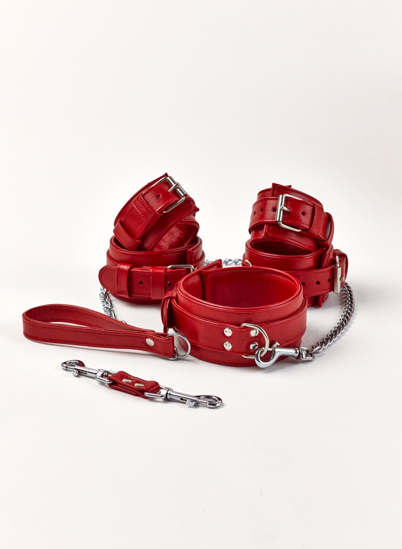 Leather Handcuff Red